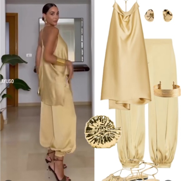 Zara NWT ZW Collection satin balloon pants 8442/352 - Picture 4 of 8